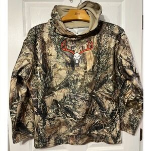 True Timber NWT Camo Fleece Hoodie Skull Antlers Men's‎ Size Medium USA Made